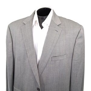 Ralph Lauren Sport Coat Mens 54R Gray Herringbone Wool Bamboo 2-Button Blazer